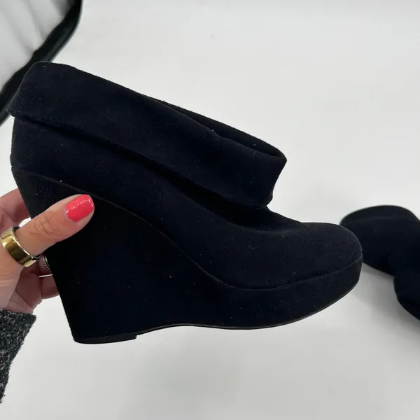 Kelsi Dagger black wilma foldover platform wedge slip on booties comfort size 9 - Image 8