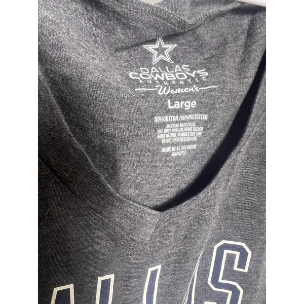 Dallas Cowboys Shirt Wm LG Gray NFL Football Dallas Cowboys Authentic Sports Fan - Image 2