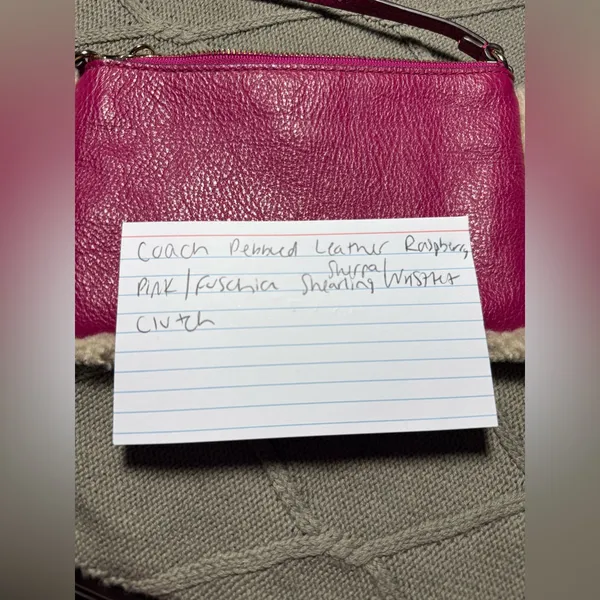 VTG COACH Pebbled Leather Shearling Sherpa Wristlet Raspberry Pink Fuschia - Image 8