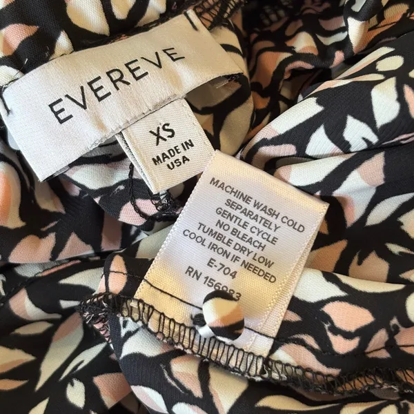 Evereve‎ Penny XS Mock Neck Puff Sleeve Leaf Print Blouse Black Pink Preppy Work - Image 10
