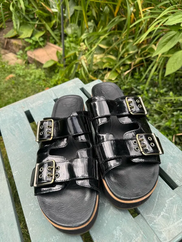UGG Platform Black Sandals Slides 9.5 - Image 2