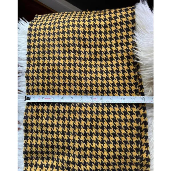 Houndstooth Patterned Women's Scarf with Fringe Black - Image 5