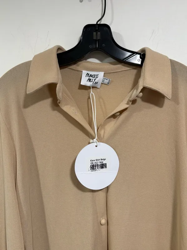 Princess Polly Beige Button-Front Collared Shirt - Image 2