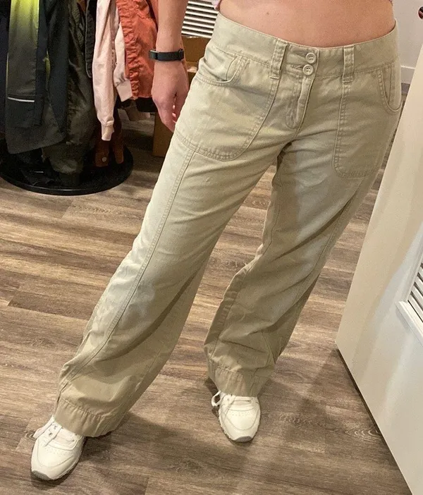 Old Navy Y2k baggy loose utility cargo pants khaki beige tan low rise 6 - Image 12