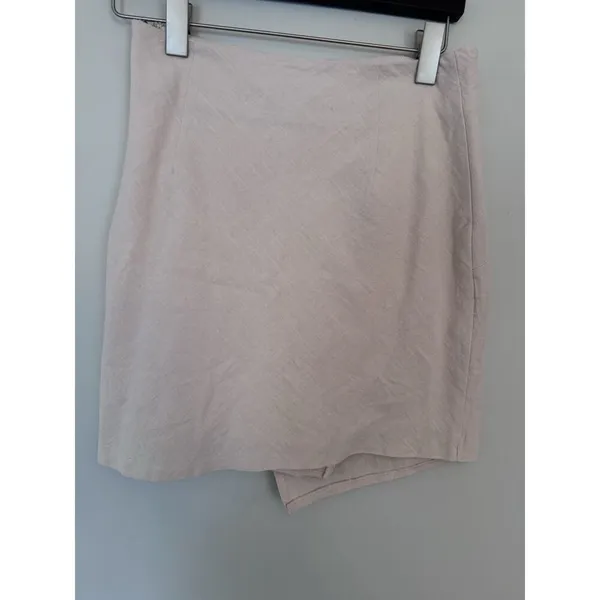 Showpo Kiandra Wrap Mini Skirt Womens Sz 4 Beige Knot Detail Side Zip Lined NWT - Image 7