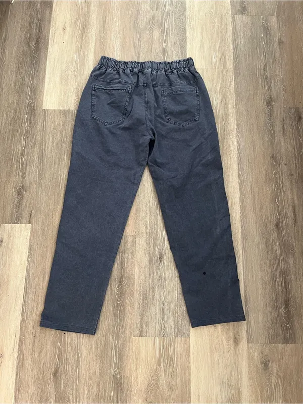Zara Womens XL Jogger Charcoal Gray Washed Denim Pull On Straight Leg Jeans - Image 7