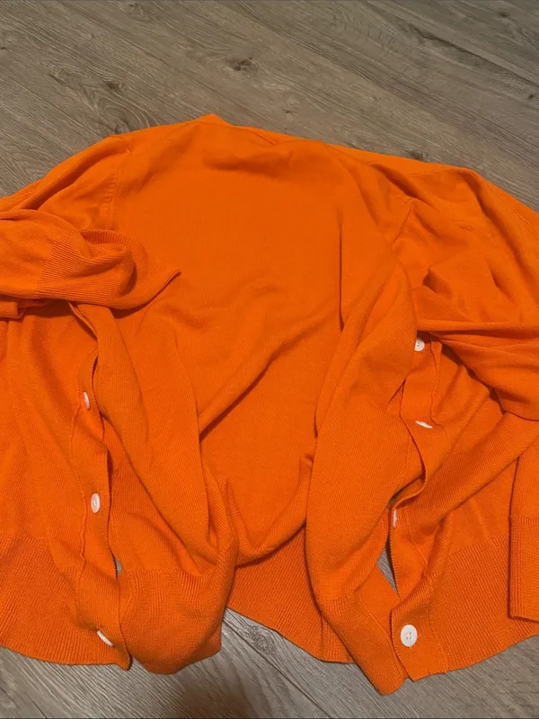 Gretchen Scott Designs Vibrant Orange Button Cardigan Size L - Image 4