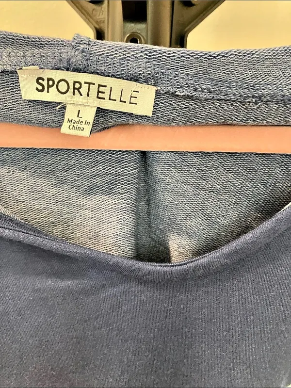 SPORTELLE Floral Hoodie in Blue & White Size Large - Image 3