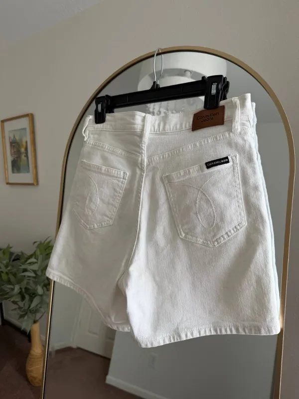Calvin Klein Jeans White High Rise Denim Shorts Size 8 Classic Summer - Image 4