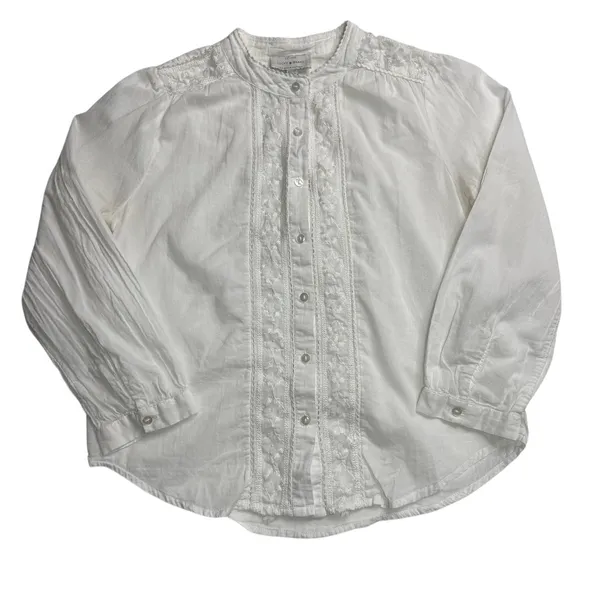 Lucky Brand Embroidered Cotton Blouse White XS Romantic Boho Prairie - Image 6