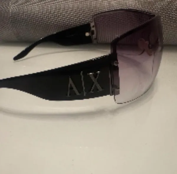 Armani exchange vintage sunglasses with black frame and silver logo - Image 2