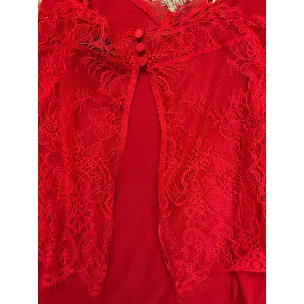 Victoria’s Secret Lace Back Satin Cami Shorts Pajama Set Red Large NWT - Image 9