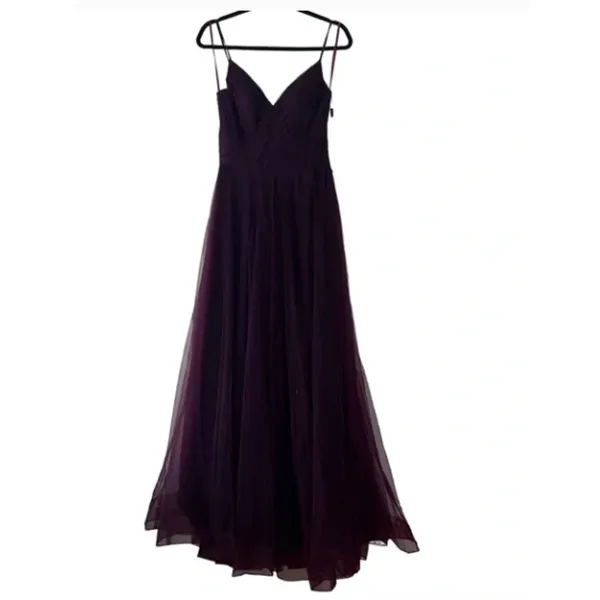 La Femme 29076 V-Neck Boned Bodice High Slit Illusion Tulle Ball Gown Size 00‎ - Image 6