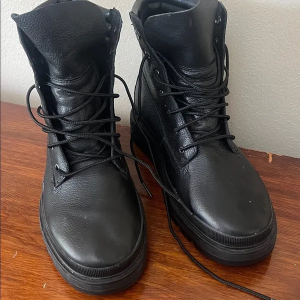Timberland Ray City Black Combat Boots Lug Sole Leather Women’s 9.5 A2JNY - Image 4
