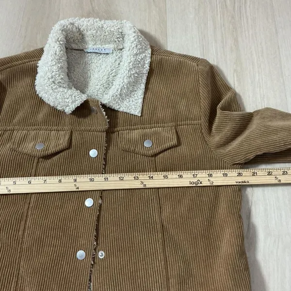 FAVLUX FASHION Women's Corduroy Sherpa Lined Trucker Jacket Tan‎ Penny Lane - Image 5