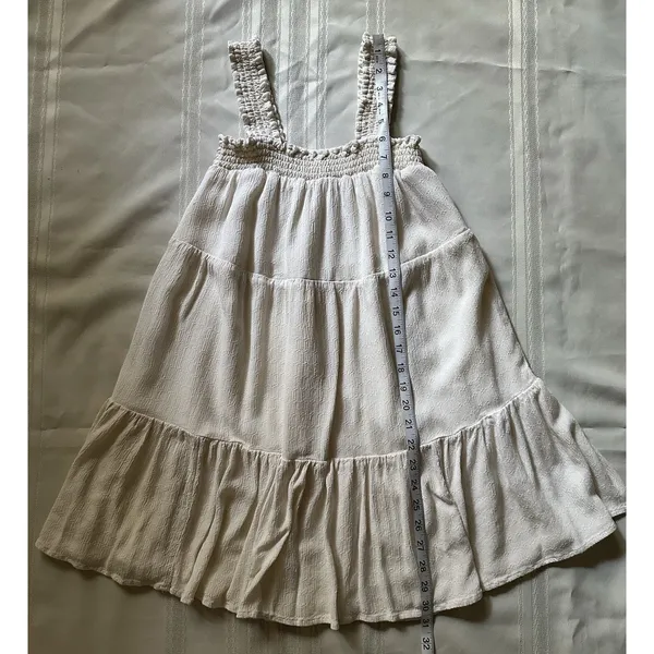 American Eagle Ivory Babydoll Dress with Smocked Bodice Size XS Lined boho style - Image 10