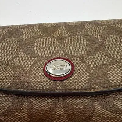 Coach Signature C Flap Brown Coated Canvas Wallet - Image 2