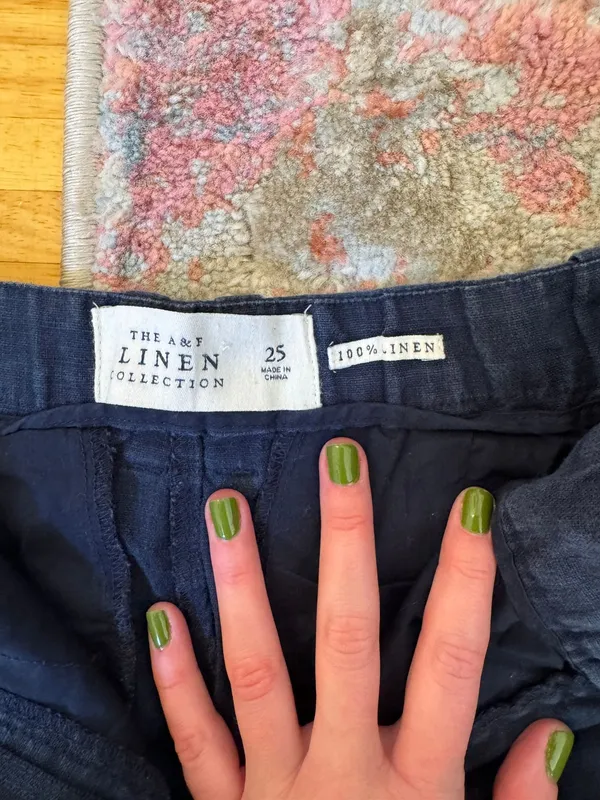 Abercrombie Navy Blue Linen Pant - Image 5