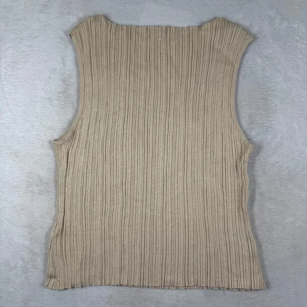 Quince Womens Ribbed Knit Boat Neck Sleeveless Tank Top Beige Tan Size M - Image 6