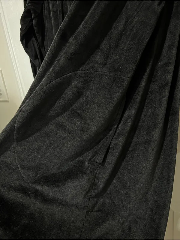 Aria Collection Velour Long Sleeve Nightgown Pajama Dress Lounge Size XL Black - Image 7