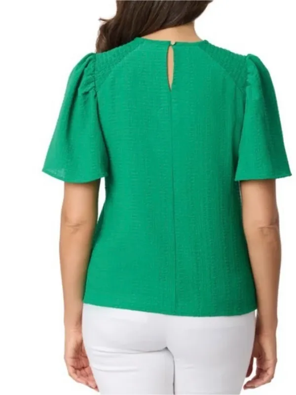 Draper James Kelly Green Puff Sleeve Textured Top - Image 2
