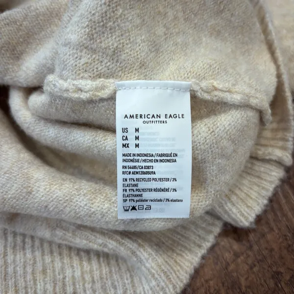 American Eagle Outfitters Whoa So Soft Sweater Womens Medium Beige Ballet-Neck - Image 6