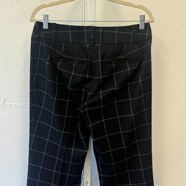 Ann Taylor LOFT Julie Trouser Black Windowpane Plaid Pants Size 4 Professional - Image 4