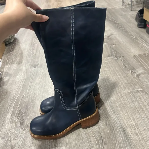 Steve Madden Women's Riggs Tall Square-Toe Dark Blue Boots Size 7 - Image 3