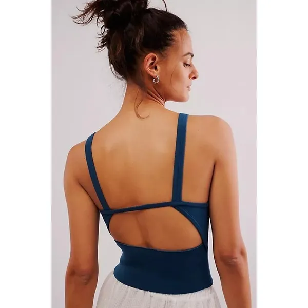 Free People Small Teagan Swit Cami Dawn Mauve Knit Ribbed Open Back Festival EUC - Image 8