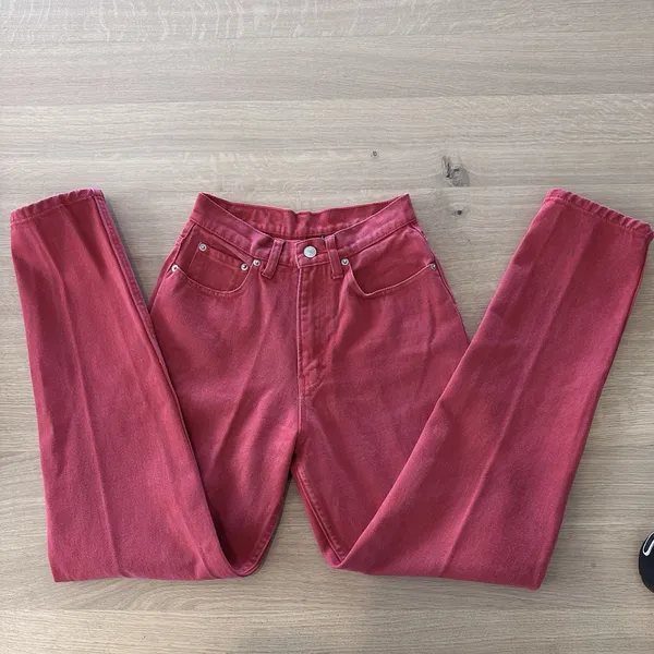 Vintage 90s JORDACHE 100% Cotton Red High Rise Jeans Sz 7/8 23” XS Butter mom - Image 9