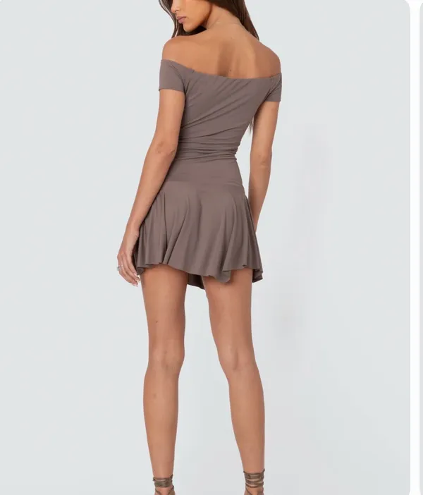 Edikted Brown Belted Dress - Image 2