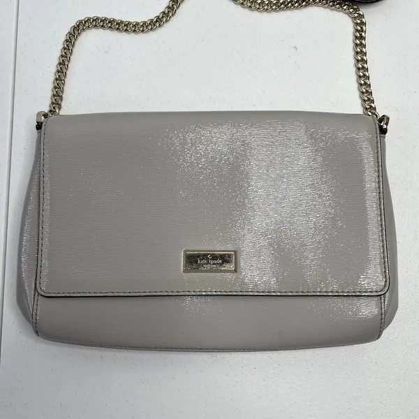 KATE SPADE Laurel Way Greer Crossbody‎ Shoulder Bag Gray Leather Crossbody Strap - Image 3
