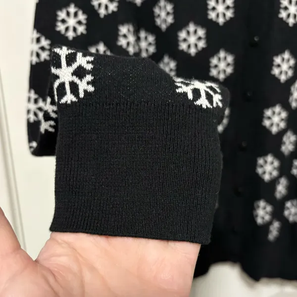 *Loft Black & White Snowflake Women’s Button Up Cardigan Sweater - Image 5