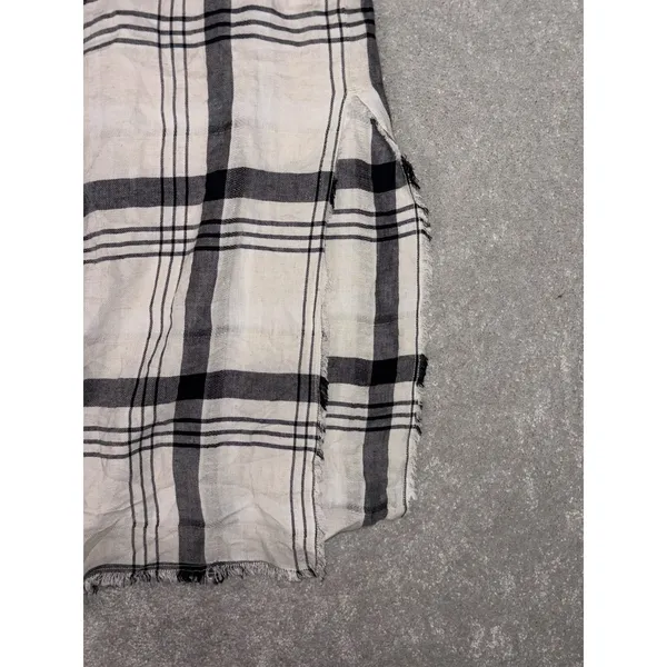 Anthropologie Cloth & Stone Hannah Shirtdress M Plaid‎ Short Sleeve Belted White - Image 7