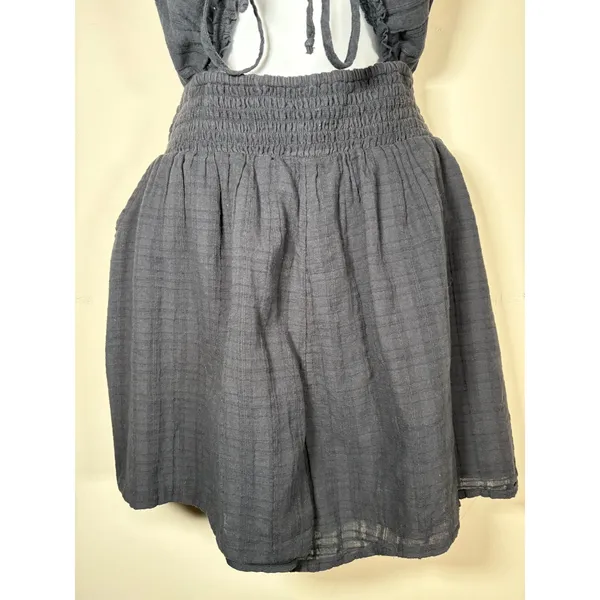 American Eagle Romper Black Gauze Cutout Tie Front Pockets Casual Medium Tall - Image 4