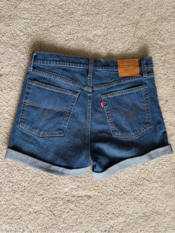 Levis Premium Denim Shorts blue Wedgie fit rolled Cuff Jean summer shorts sz 30 - Image 6