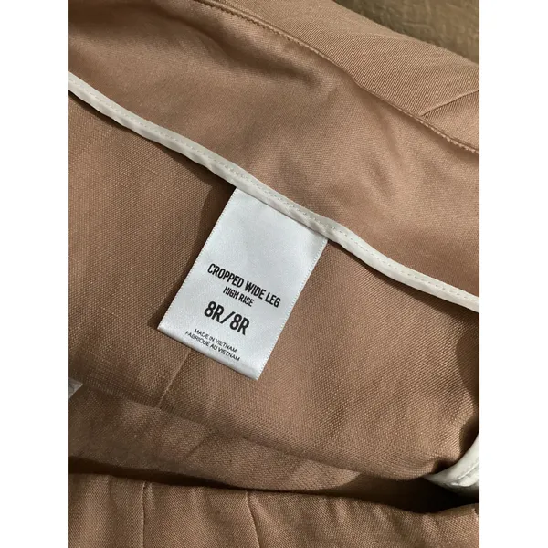 Express Cropped Wide Leg High Rise Pants Tan Size 8R Linen Blend - Image 5