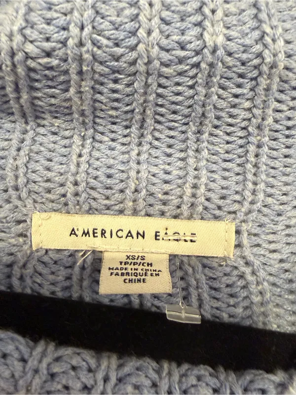 Soft Knit Light Blue American Eagle‎ rolled mock neck Sweater - Image 2