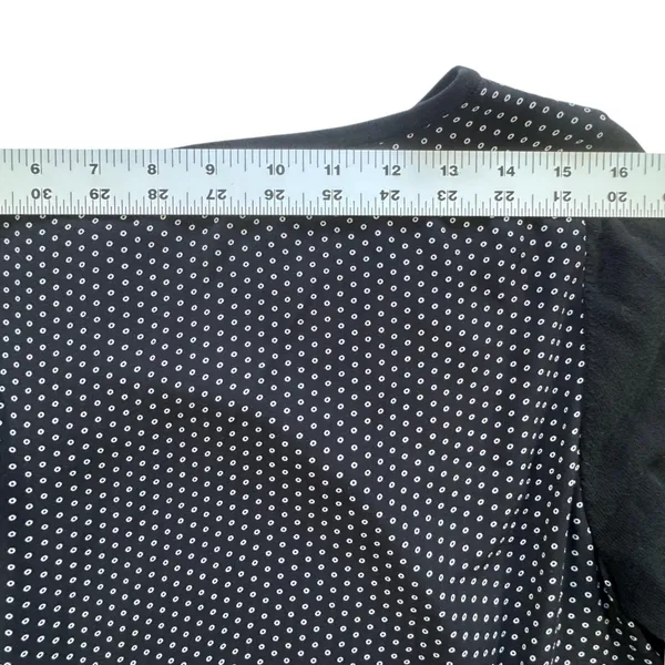 Loft Ann Taylor Mixed Media Polka Dot Sweater Black Womens Medium High Low Top - Image 5