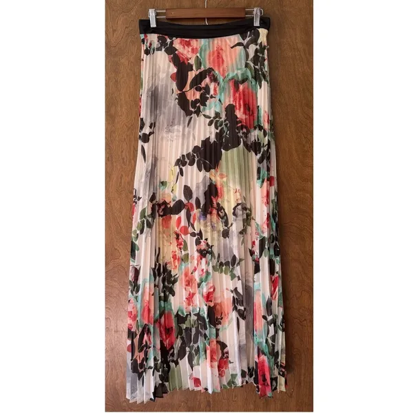 Presley Skye sz M Crinkled Watercolor Floral Print Maxi Dress Feminine Whimsical - Image 5