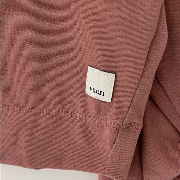 Vuori Cropped Henley Long-Sleeve Top - Rust Brown - Image 3
