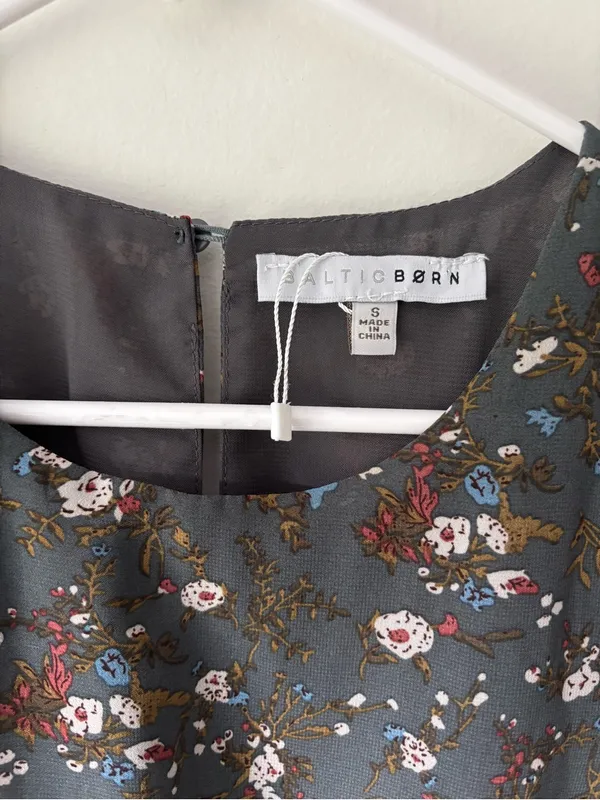 Baltic Born Belfast Pleated Midi Dress Antique Jade Floral Cottagecore - Image 6