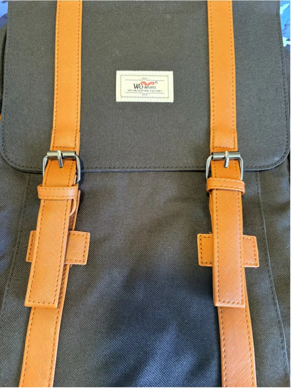 WoWang Waterproof Vintage-Style Backpack One Size Black and Brown - Image 12