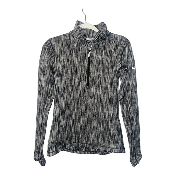 Nike‎ Pro Black/White Hyperwarm Quarter Zip, Small - Image 2