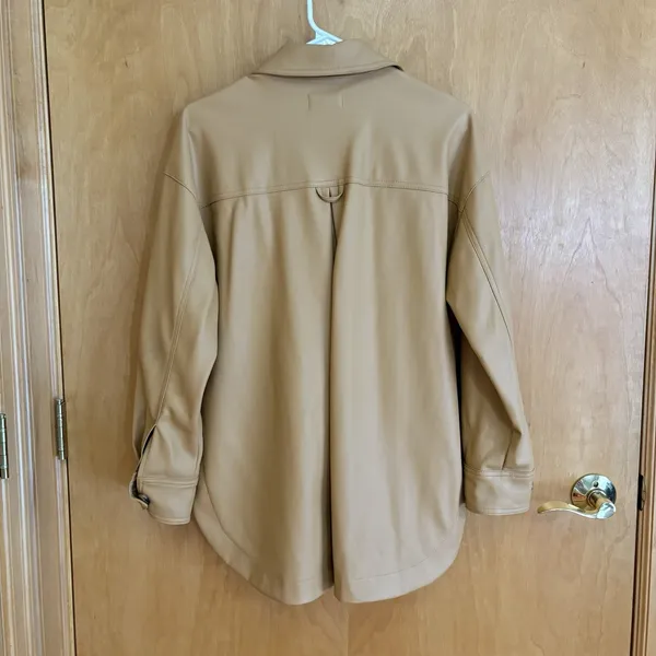 Maeve Tan Camel Tone Faux Leather‎ Oversized Jacket Size XXS - Image 7