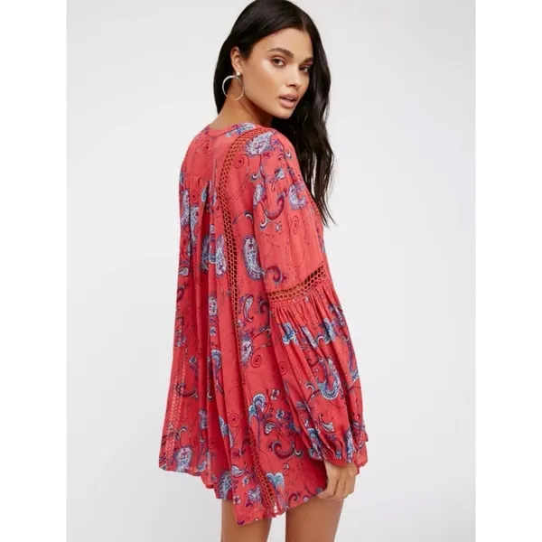 Free People Just The‎ Two Of Us Paisley Tunic Whimsy Boho S Festival Indie - Image 2