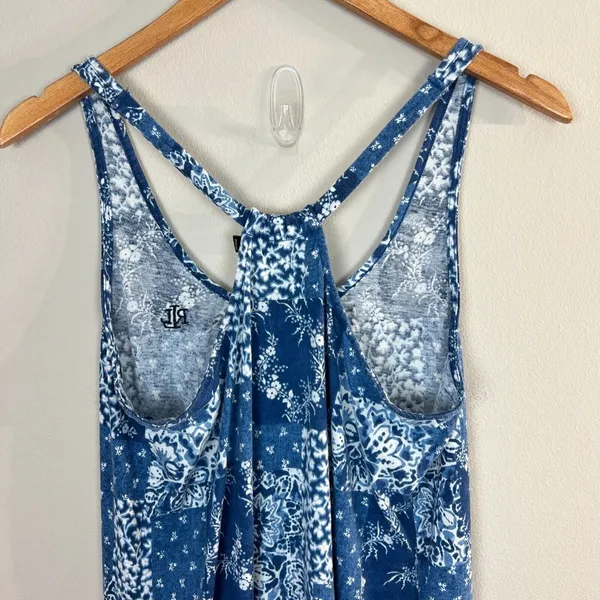 Lauren Ralph Lauren Midi Dress Small Blue‎ Floral Side Slits Sleeveless - Image 8