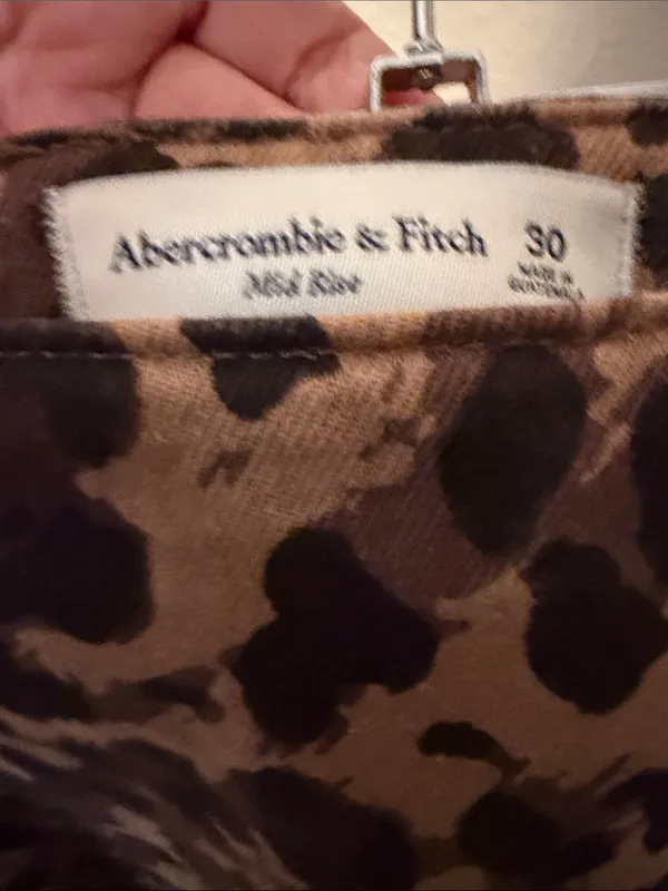 Abercrombie & Fitch Skort Brown Leopard Print Mid Rise Mini Side Zip Size 30 - Image 5