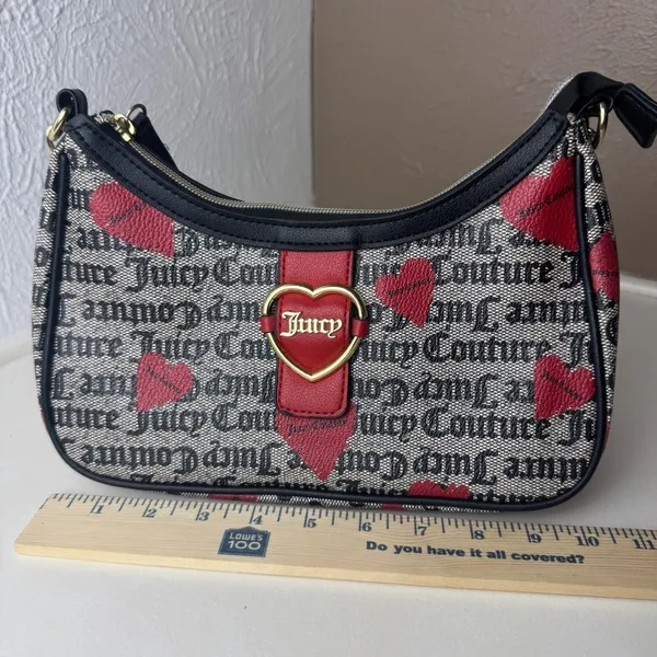 VTG Vibe Juicy Couture Heart Monogram Shoulder Bag Goth Y2K 90s Grunge McBling - Image 8