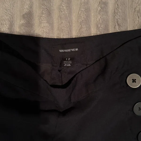 Who What Wear‎ Black Sailor Wide Leg Pants Trousers Tonal Buttons Size 12 - Image 3